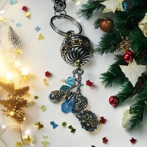 Retro Beaded Ball Hearts Keychain Bag Clip Jeans Clip Accessory NEW